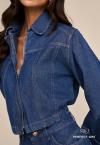 JAQUETA JEANS  COM RECORTES FEMININA azul jeans PERFECT WAY