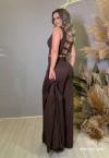 CONJUNTO FEMININO COLETE + CALÇA WID LEG    marrom PERFECT WAY