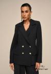 BLAZER C/ GOLA BOTOES DE METAIS FEMININO PRETO PERFECT WAY