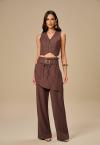 COLETE C/ BOLSO DET METAL FEMININO MARROM CAFÉ PERFECT WAY