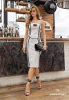 CONJUNTO FEMININO CROPPED + SAIA MIDI CINZA C/ PRETO PERFECT WAY