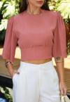 BLUSA CROPPED FEMININA ROSA ENVELHECIDO PERFECT WAY