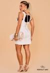 CONJUNTO FEMININO VESTIDO CURTO + REGATA OFF WHITE / PRETO PERFECT WAY