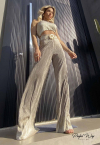 CONJUNTO CROPPED + CALÇA PANTALONA dourado PERFECT WAY