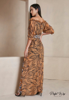 vestido longo estampa exclusiva MARROM / PRETO PERFECT WAY
