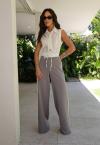 CAMISA CROPPED SEM MANGA FEMININA OFF WHITE PERFECT WAY