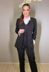 BLAZER RISCA DE GIZ FORRADO FEMININO PRETO PERFECT WAY