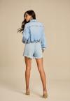SHORTS C/ GALÃO JEANS FEMININO AZUL JEANS PERFECT WAY