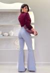 CALÇA FLARE FEMININA CINZA PERFECT WAY