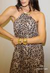 VESTIDO FEMININO LONGO ESTAMPADO cru c/ preto PERFECT WAY