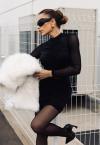 SAIA CURTA DRAPEADA FEMININA PRETO PERFECT WAY