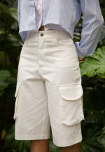 BERMUDA SARUEL C/ BOLSOS UTILITARIOS OFF WHITE PERFECT WAY