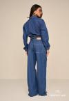 CALÇA WIDE LEG JEANS PUIDOS FEMININA azul jeans PERFECT WAY