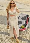 CONJUNTO CROPPED + SAIA MAXI MIDI CAMURÇA PERFECT WAY