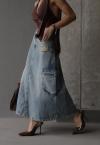 SAIA JEANS DESTROYED  MAXI MIDI COS ALTO C/ BOLSO  FEMININA JEANS DESTROYED PERFECT WAY