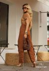 CALÇA BALLOON FEMININA COM BOLSO CARGO FERRUGEM PERFECT WAY