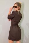 VESTIDO COM CORSELET BORDADO FEMININO MARROM CAFÉ PERFECT WAY