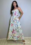 SAIA FEMININA MAX MIDI ESTAMPADA OFF WHITE / VERDE PERFECT WAY