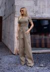 T-SHIRT  FEMININA C/ ABERTURA E METAL VERDE OLIVA PERFECT WAY