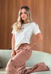T-SHIRT COM MARTINGALE FIVELA FEMININA MARFIM PERFECT WAY