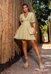 VESTIDO FEMININO CURTO DECOTE V PROFUNDO COM BABADOS VERDE PERFECT WAY