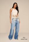 CROPPED FEMININO COM FRANJAS OFF WHITE PERFECT WAY
