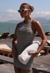 Perfect Way - BLUSA FEMININA ASSIMÉTRICA OFF WHITE C/ VERDE MILITAR