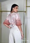 BLUSA FEMININA BEGE C/ MARROM PERFECT WAY