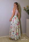 SAIA FEMININA MAX MIDI ESTAMPADA OFF WHITE / VERDE PERFECT WAY