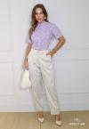 CAMISA CROPPED LILAS C/ OFF WHITE PERFECT WAY