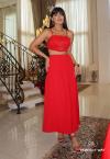 CONJUNTO TOP + SAIA MAX MIDI VERMELHO PERFECT WAY