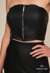 CROPPED COURO SINTETICO (PU) SEM ALCA FEMININO PRETO PERFECT WAY