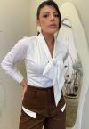 BODY FEMININO C/ GOLA DE LAÇO OFF WHITE PERFECT WAY