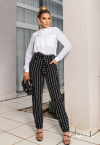 CALÇA ALFAIATARIA PRETO COM LISTRA PERFECT WAY