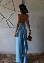 BLUSA DEGAGE DECOTE HALTER C/ BOTOES FEMININA AZUL PERFECT WAY