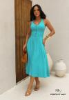 VESTIDO MAXI MIDI FEMININO AZUL TURQUESA PERFECT WAY
