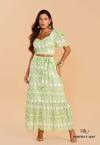 CONJUNTO CROPPED + SAIA MAXI MIDI OFF WHITE / VERDE PERFECT WAY