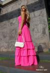 VESTIDO LONGO C/ BABADOS   ROSA PERFECT WAY