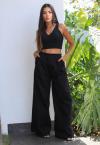 CROPPED + CALÇA PANTALONA  PRETO PERFECT WAY