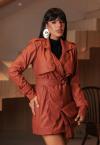TRENCH COAT FEMININA COM MARTINGALE TERRACOTA PERFECT WAY