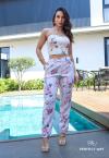 CONJUNTO FEMININO ESTAMPADO CROPPED COM BOJO + CALÇA PANTACOURT multicores PERFECT WAY