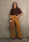 Perfect Way - CALÇA FEMININA WIDE LEG caramelo