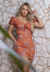 VESTIDO JUSTO + CINTO	 LARANJA QUEIMADO PERFECT WAY