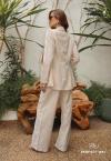 TRIJUNTO FEMININO BLAZER + CROPPED + CALÇA PANTALONA calcario PERFECT WAY