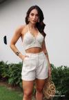 CONJUNTO CROPPED + SHORTS DE LINHO CRU PERFECT WAY