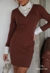VESTIDO DEC V GOLA CAMISA FIXA FEMININO cacau c/ off white PERFECT WAY