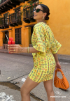 VESTIDO FEMININO CURTO TRANSPASSADO (S-C2) amarelo PERFECT WAY