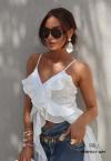 BLUSA FEMININA ALONGADA COM BABADOS OFF WHITE PERFECT WAY