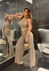 CONJUNTO CROPPED + CALÇA PANTALONA dourado PERFECT WAY
