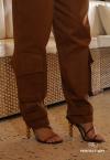 CALÇA BALLOON FEMININA COM BOLSO CARGO FERRUGEM PERFECT WAY